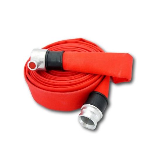 Picture of 2.1/2" (65mm) ID Fire Hose Red Jacket for Industrial 15bar WP 48bar BP (23m Coil) Completed with Male & Female Instantaneous Aluminium Couplings