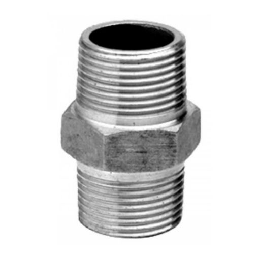 Picture of 1/2" BSP Male x 1/2" BSP Male - Stainless Steel Hex - Straight Nipple 10 bar wp