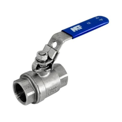 Picture of 1" F-F Ball Valve Stainless Steel 2 Pcs, Threaded End Full Bore 1" Blue Handle