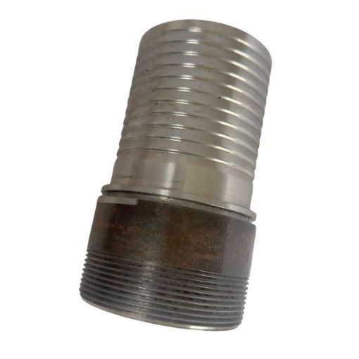 Picture of 4" NPT MALE-4" SERRATED HOSE TAIL WITH LOCKING COLLAR, MILD STEEL.