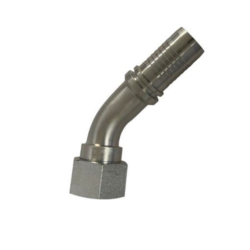 Picture of 1.1/4" 31.8mm ID Hose Tail to 1.1/4" 45° BSPP Female 60° Cone with O-Ring DKOR 45 Solid One Piece Thrust Wire Nut