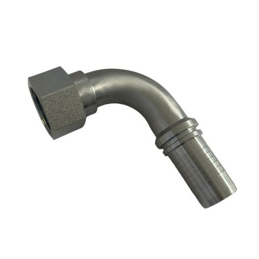 Picture of 1.1/4" 31.8mm ID Hose Tail to 1.1/4" 90° BSPP Female 60° Cone with O-Ring DKOR 90 Solid one piece Thrust Wire Nut