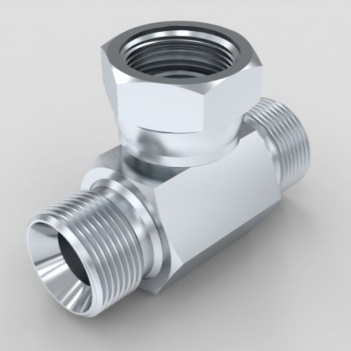 Picture of 1/4" BSP Male x 1/4" BSP Male x 1/4" Female - Hyd Adaptor 